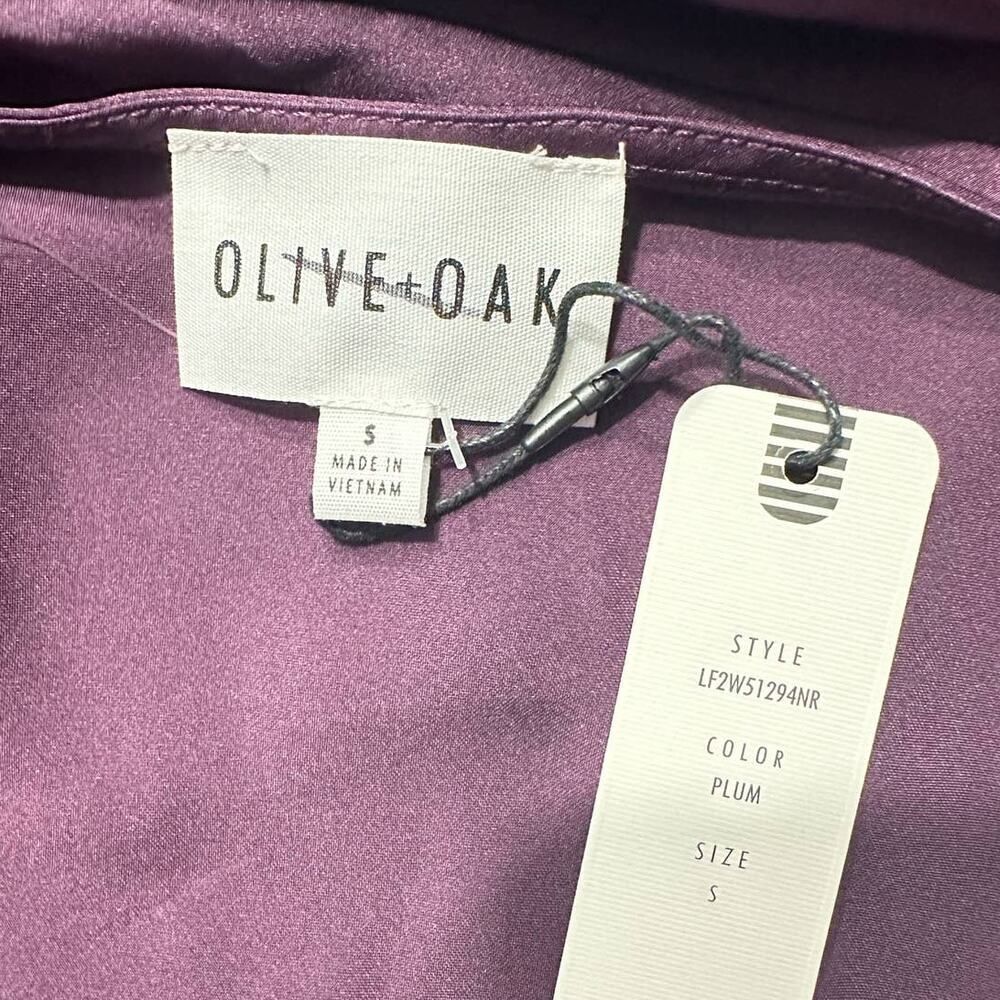 Olive + Oak Slip Dress Women's Small Purple One Shoulder Satin Knee Length NWT - Picture 7 of 8